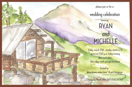 eloping in the mountains party invitations